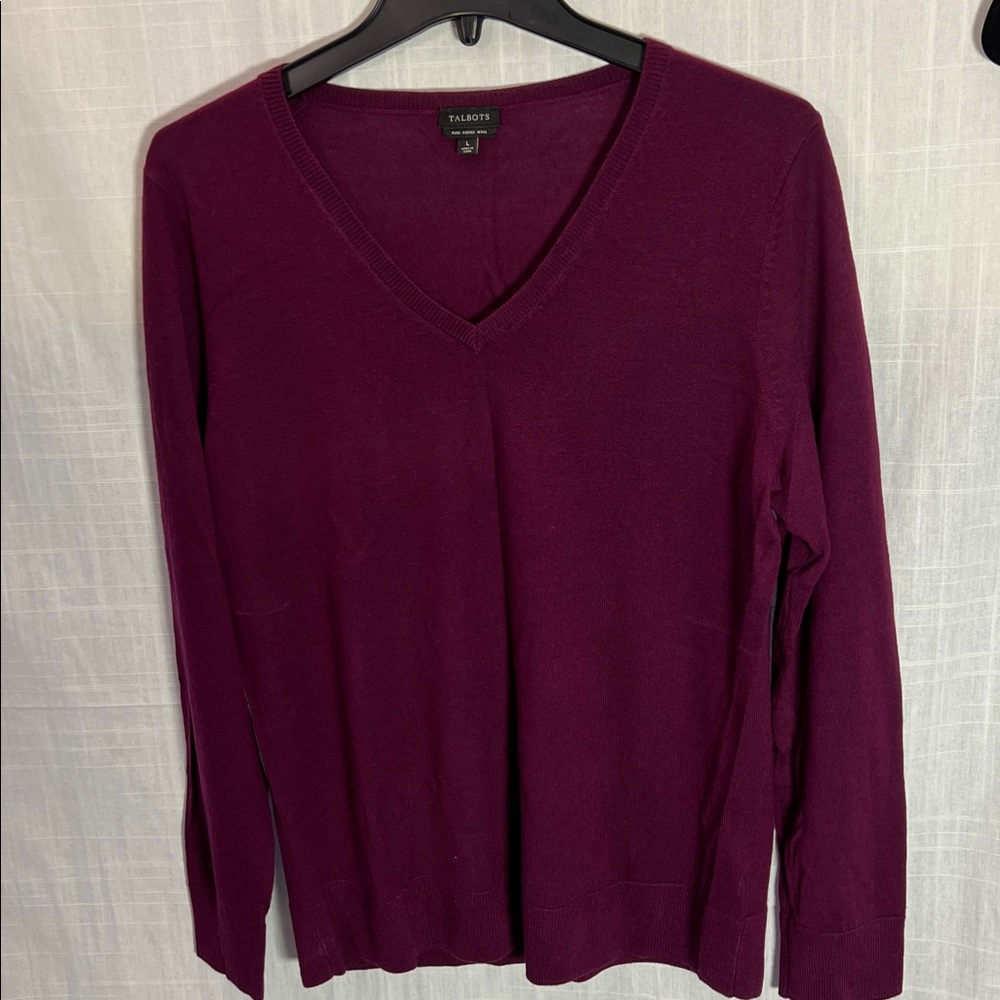 Talbots Deep Plum V-Neck Sweater